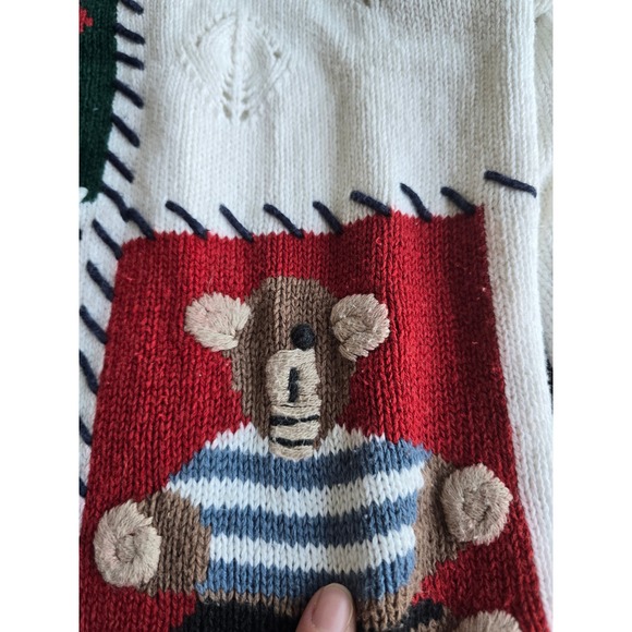 Vintage Knit Teddy Bear Crewneck Grandma Sweater SML Sport Ltd‎ Heart Argyle Med - Picture 6 of 12